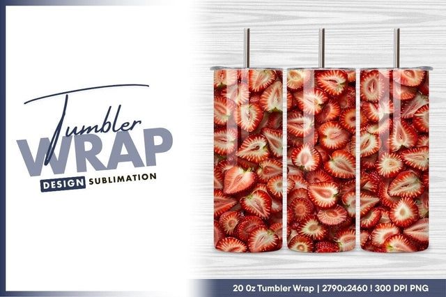 Sliced Strawberry Arrangement For Tumbler Png Design Sublimation Regulrcrative 