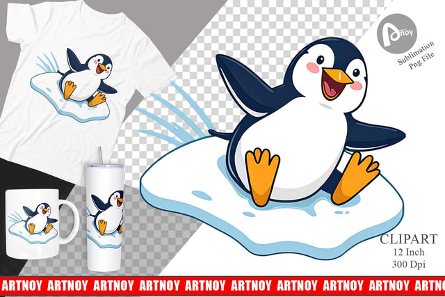 Sliding Penguin Clipart Sublimation artnoy 