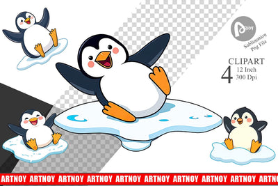 Sliding Penguin Clipart Sublimation artnoy 