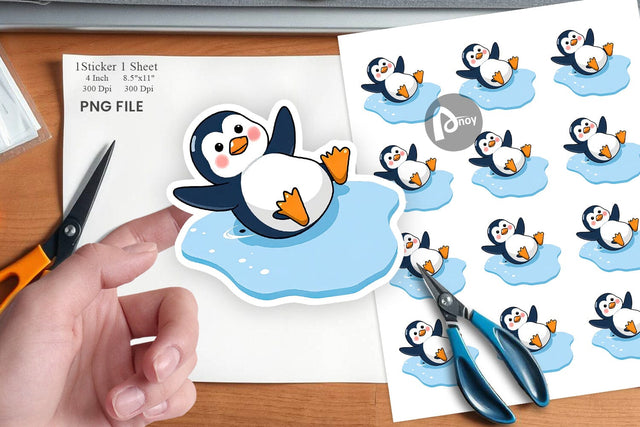 Sliding Penguin Sticker Sublimation artnoy 