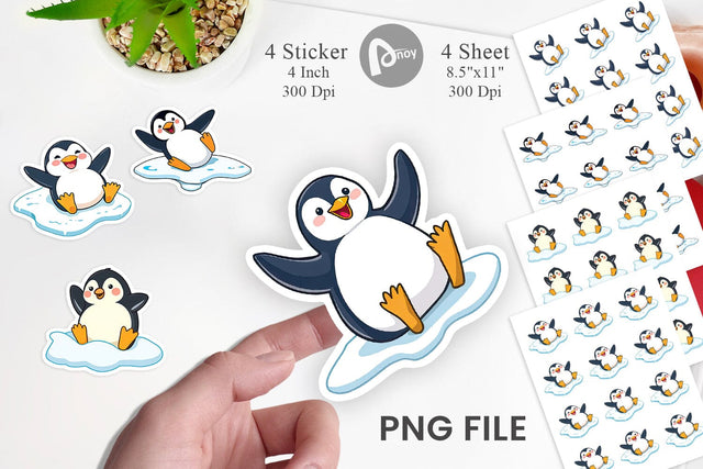 Sliding Penguin Sticker Sublimation artnoy 