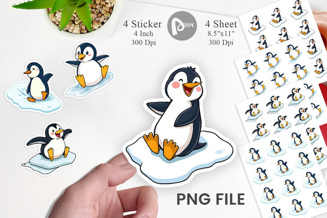 Sliding Penguin Sticker Sublimation artnoy 