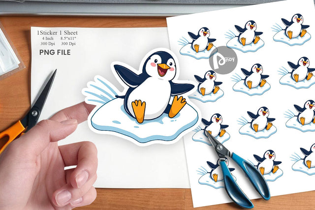 Sliding Penguin Sticker Sublimation artnoy 