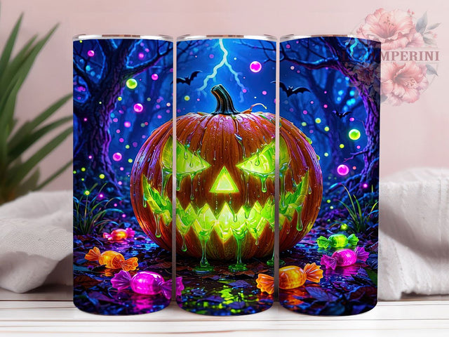 Slime Pumpkin Storm 20oz Tumbler, Slime Effect, Pumpkin Motif, Storm Theme, Halloween Style, Creepy Aesthetic, Skinny Tumbler, Sublimation PNG Sublimation Li Zamperini 