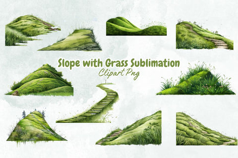 Slope with Grass Sublimation Clipart Bundle Sublimation Designangry 
