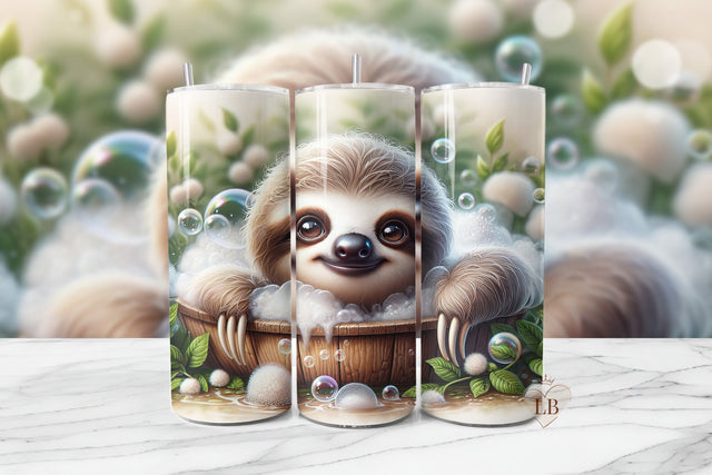 Sloth Bath Bubbles Tumbler Wrap Sublimation BijouBay 
