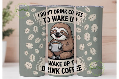 Sloth Coffee Tumbler Wrap Sublimation PixelChick 