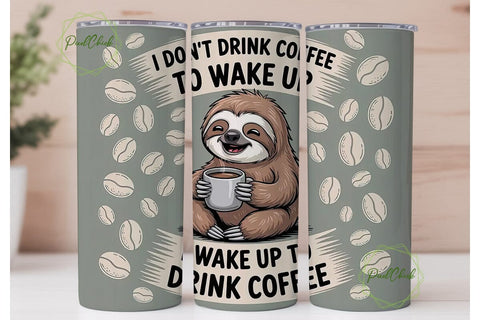 Sloth Coffee Tumbler Wrap Sublimation PixelChick 