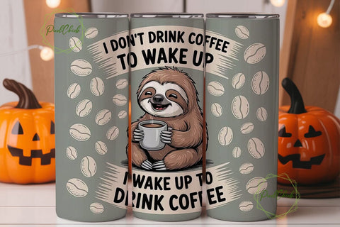 Sloth Coffee Tumbler Wrap Sublimation PixelChick 