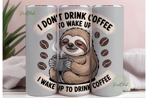 Sloth Coffee Tumbler Wrap Sublimation PixelChick 
