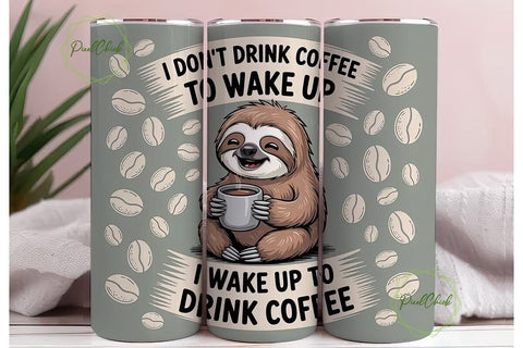 Sloth Coffee Tumbler Wrap Sublimation PixelChick 