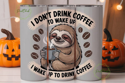 Sloth Coffee Tumbler Wrap Sublimation PixelChick 