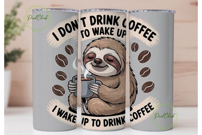 Sloth Coffee Tumbler Wrap Sublimation PixelChick 