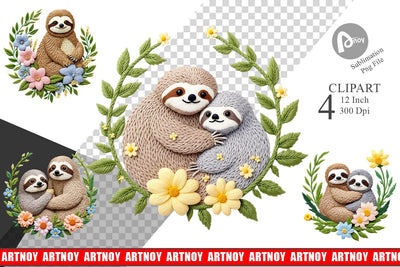 Sloth Embroidery Clipart Sublimation artnoy 
