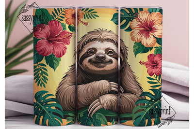Sloth Floral Tumbler Wrap Sublimation sassyprint 
