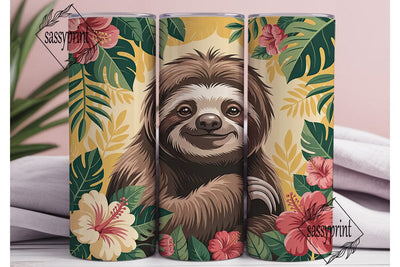 Sloth Floral Tumbler Wrap Sublimation sassyprint 