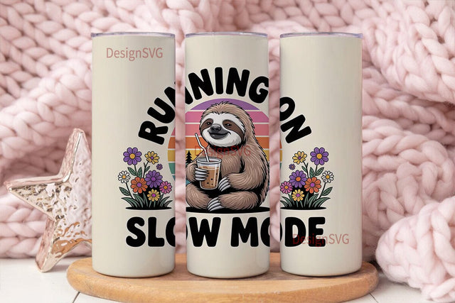Sloth Iced Coffee 20oz Tumbler Wrap Sublimation DesignSVG 