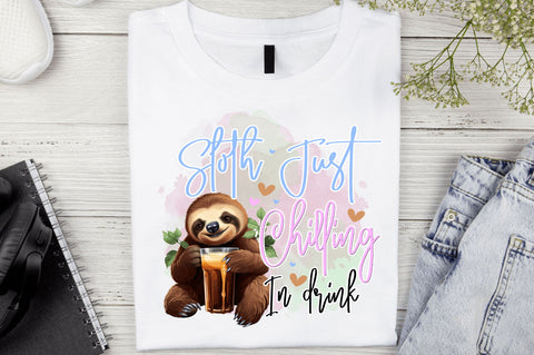 Sloth Just Chilling In drink Sublimation Design Sublimation Regulrcrative 