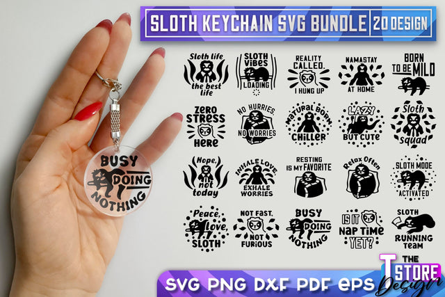 Sloth Keychain SVG Design | Lazy Design SVG | SVG File SVG The T Store Design 