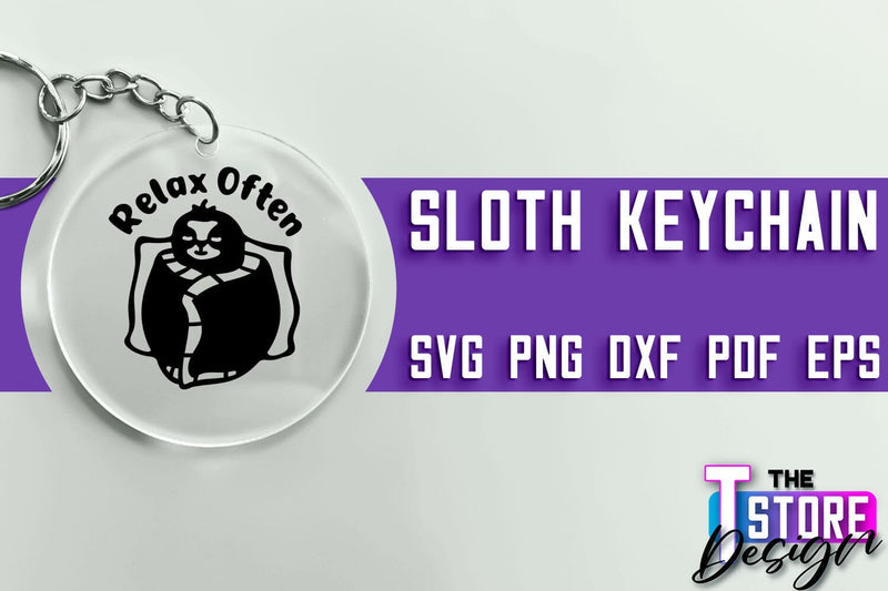 Sloth Keychain SVG Design | Lazy Design SVG | SVG File SVG The T Store Design 