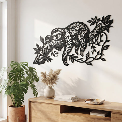 Sloth Laser SVG | Metal Wall Art Sloth DXF | Hanging Sloth CNC File | Plasma Cutting Design | Wildlife Wall Decor SVG HappyDesignStudio 