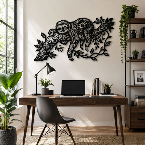 Sloth Laser SVG | Metal Wall Art Sloth DXF | Hanging Sloth CNC File | Plasma Cutting Design | Wildlife Wall Decor SVG HappyDesignStudio 