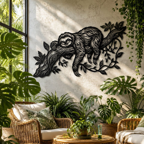 Sloth Laser SVG | Metal Wall Art Sloth DXF | Hanging Sloth CNC File | Plasma Cutting Design | Wildlife Wall Decor SVG HappyDesignStudio 