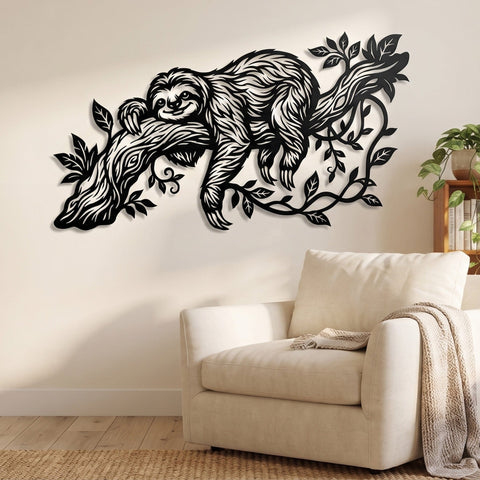 Sloth Laser SVG | Metal Wall Art Sloth DXF | Hanging Sloth CNC File | Plasma Cutting Design | Wildlife Wall Decor SVG HappyDesignStudio 