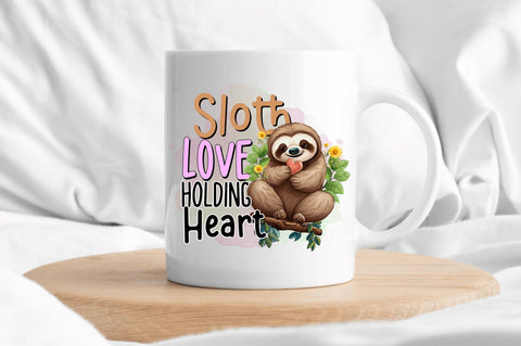 Sloth Love Holding Heart Sublimation Design Sublimation Regulrcrative 