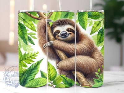 Sloth Lover 20oz Skinny Tumbler, Cute Animal Tumbler Png, Straight & Tapered Tumbler Wrap, Instant Digital Download Sublimation ToriDesigns 