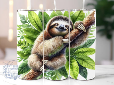 Sloth Lover 20oz Skinny Tumbler, Cute Animal Tumbler Png, Straight & Tapered Tumbler Wrap, Instant Digital Download Sublimation ToriDesigns 