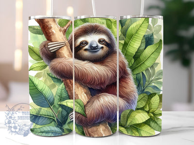 Sloth Lover 20oz Skinny Tumbler, Cute Animal Tumbler Png, Straight & Tapered Tumbler Wrap, Instant Digital Download Sublimation ToriDesigns 