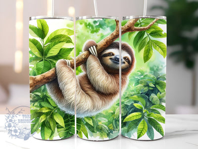 Sloth Lover 20oz Skinny Tumbler, Cute Animal Tumbler Png, Straight & Tapered Tumbler Wrap, Instant Digital Download Sublimation ToriDesigns 