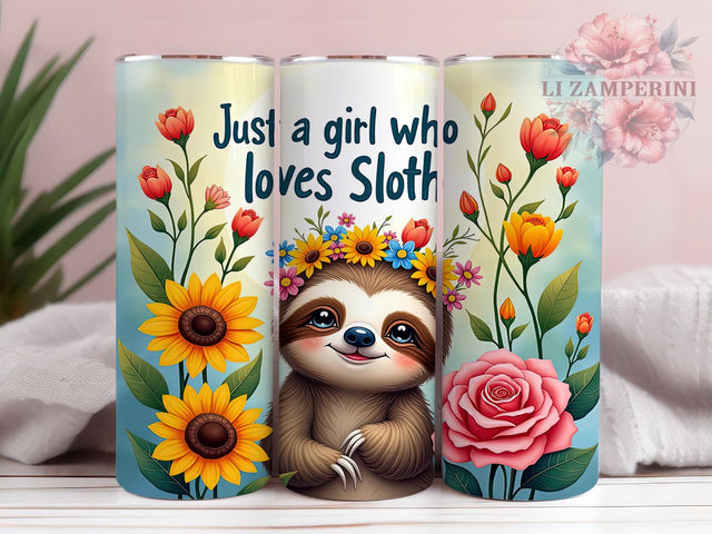 Sloth Lover Tumbler, Cute Sloth Design, 20oz Tumbler Wrap, Sublimation Design, Girl Who Loves Sloths, Animal Lover Gift, Fun Drinkware, Unique Sloth Gift Sublimation Li Zamperini 
