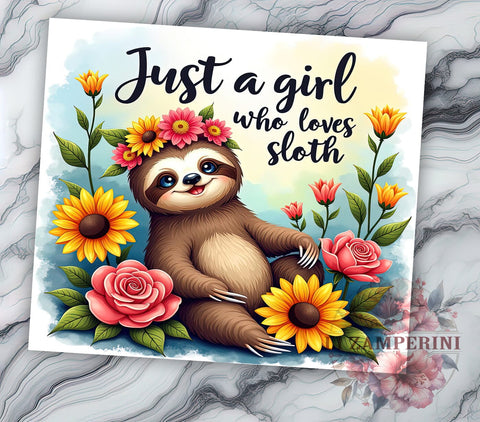 Sloth Lover Tumbler, Cute Sloth Design, 20oz Tumbler Wrap, Sublimation Design, Girl Who Loves Sloths, Animal Lover Gift, Fun Drinkware, Unique Sloth Gift Sublimation Li Zamperini 