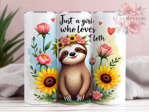 Sloth Lover Tumbler, Cute Sloth Design, 20oz Tumbler Wrap, Sublimation Design, Girl Who Loves Sloths, Animal Lover Gift, Fun Drinkware, Unique Sloth Gift Sublimation Li Zamperini 