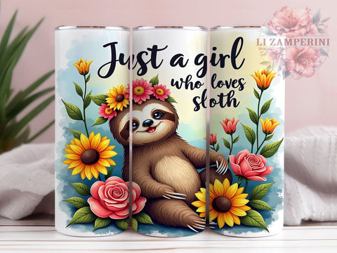 Sloth Lover Tumbler, Cute Sloth Design, 20oz Tumbler Wrap, Sublimation Design, Girl Who Loves Sloths, Animal Lover Gift, Fun Drinkware, Unique Sloth Gift Sublimation Li Zamperini 