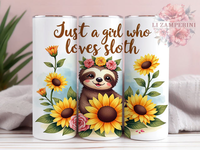 Sloth Lover Tumbler, Cute Sloth Design, 20oz Tumbler Wrap, Sublimation Design, Girl Who Loves Sloths, Animal Lover Gift, Fun Drinkware, Unique Sloth Gift Sublimation Li Zamperini 
