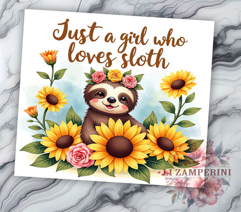 Sloth Lover Tumbler, Cute Sloth Design, 20oz Tumbler Wrap, Sublimation Design, Girl Who Loves Sloths, Animal Lover Gift, Fun Drinkware, Unique Sloth Gift Sublimation Li Zamperini 