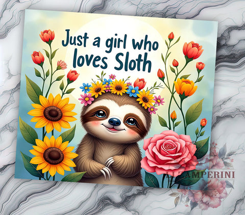 Sloth Lover Tumbler, Cute Sloth Design, 20oz Tumbler Wrap, Sublimation Design, Girl Who Loves Sloths, Animal Lover Gift, Fun Drinkware, Unique Sloth Gift Sublimation Li Zamperini 