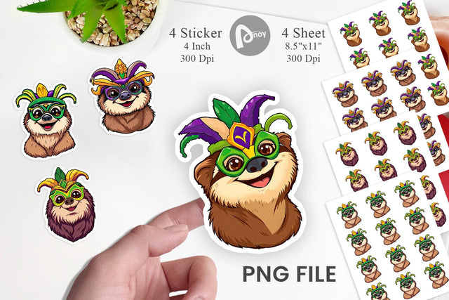 Sloth Mardi Gras Vol 2 Sticker Sublimation artnoy 