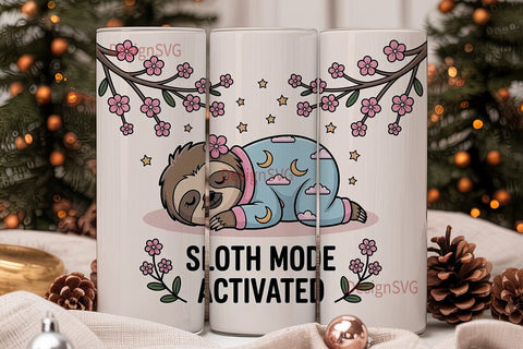 Sloth Mode Activated 20oz Tumbler Wrap Sublimation DesignSVG 
