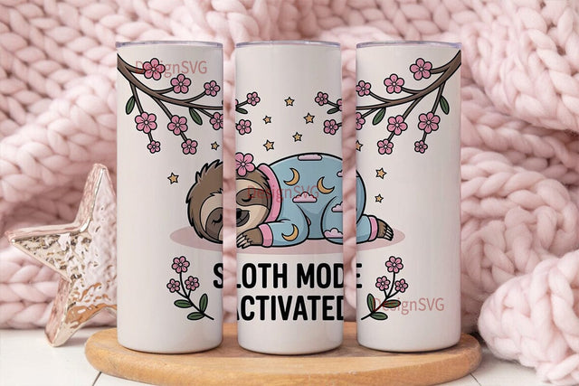 Sloth Mode Activated 20oz Tumbler Wrap Sublimation DesignSVG 