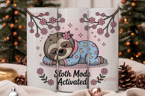 Sloth Mode Activated 20oz Tumbler Wrap Sublimation DesignSVG 