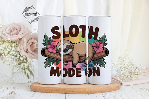 Sloth Mode On 20oz Tumbler Wrap Sublimation sassyprint 