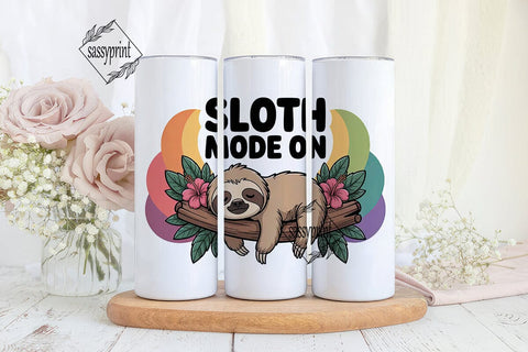 Sloth Mode On 20oz Tumbler Wrap Sublimation sassyprint 