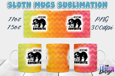 Sloth Mug | Sloth Quotes | 11 oz 15 oz Sublimation | PNG Design | Lazy Design Sublimation The T Store Design 