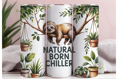 Sloth & Plants 20oz Tumbler Wrap Sublimation PixelChick 