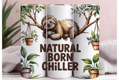 Sloth & Plants 20oz Tumbler Wrap Sublimation PixelChick 
