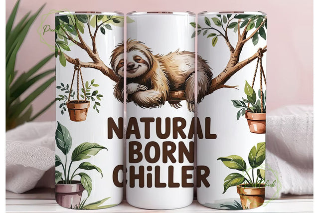 Sloth & Plants 20oz Tumbler Wrap Sublimation PixelChick 